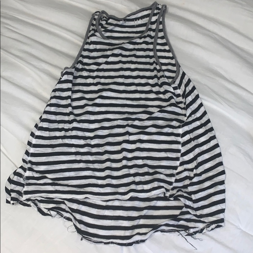 Aeropostale Black and White Striped Flowy Tank